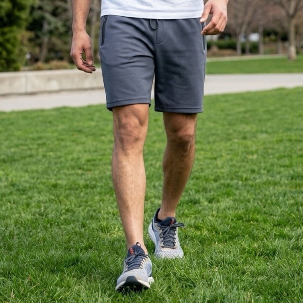 NWT Pure Champ Men’s BLACK French Terry Casual Gym Shorts w/Zip Pockets - Large